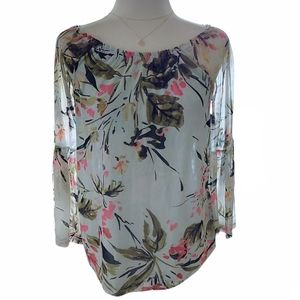Cable & Gauge Floral Bell Sleeve Top